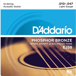D'Addario EJ16 Phosphor Bronze Acoustic Guitar String Set, Extra Light, 10-47