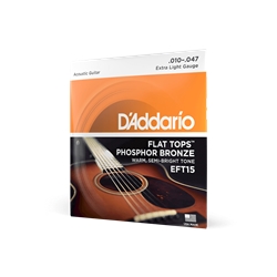 D'Addario EFT15 Phosphor Bronze Flat Tops Acoustic Guitar String Set, Extra Light, 10-47
